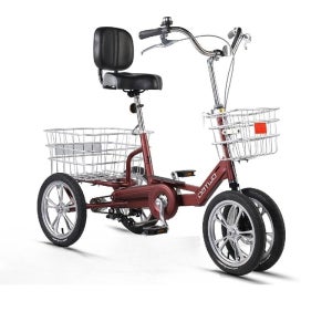성인 삼륜 자전거 출퇴근 3륜차 인력거 장보기 어르신 알루미늄 합금 14인치 레드