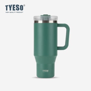 tyeso 대용량 텀블러 보온 보냉텀블러 차량용 손잡이텀블러 컵 여학생 1.2L, 다크그린