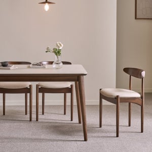 오드리 유칼립투스 원목 포세린 세라믹 식탁세트 4인용 테이블+의자4, 1200mm, 월넛