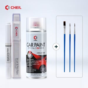 WC9 화이트크림 현대 그랜져,소나타,펠리세이드, 붓펜&스프레이 2개 1세트