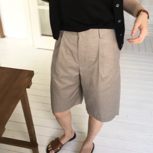 모아니 썸머울 버뮤다 팬츠 - 팬츠 여성 버뮤다 5부 와이드 여름 슬랙스 통기성 미디기장