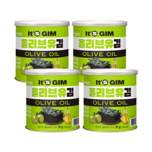 성경김 이츠김 올리브유 캔김 재래 식탁김 조미 도시락 맛있는 김 30g, 4개