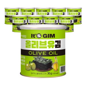[성경김본사] 지도표 이츠김 올리브유 프리미엄 캔김 30g, 10개