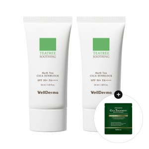 웰더마 티트리 허브 톡스 시카 선블럭 SPF50+ 50ml, 2개