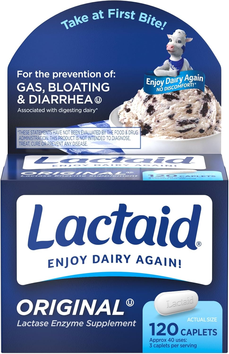Lactaid 락테이드 오리지널 <b>락타아제</b> 효소 유당불내증 완화 120캡슐