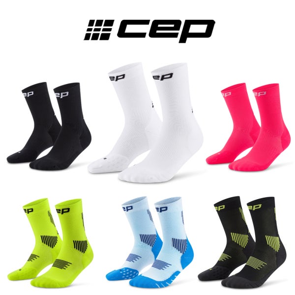 CEP 양말 5.0 화이트 블랙 / 코어 런 미드컷 삭스 러닝 마라톤 압박 스포츠