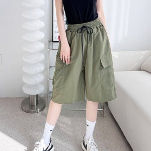 아루앤 여성 밴딩 카고 7부 와이드 팬츠