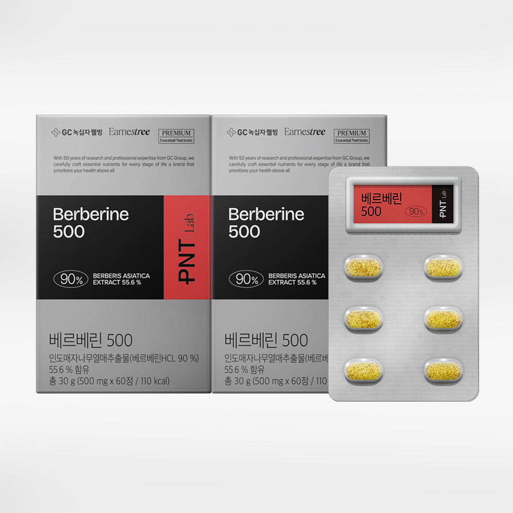 녹십자<b>웰빙</b> PNT 베르베린 500mg 2개월 매자나무 AMPK 여주추출물 Berberine