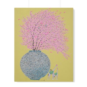 두요 김민정 작가 그림 아트프린팅 달항아리 캔버스 액자 행복을 담는 꽃A 대형 30호