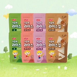 베베스트 처음에 라이스칩 4종 8개 세트 (김 + 새우어니언 + 자색고구마 + 호두아몬드) 아이 과자 간식 유아 쌀과자