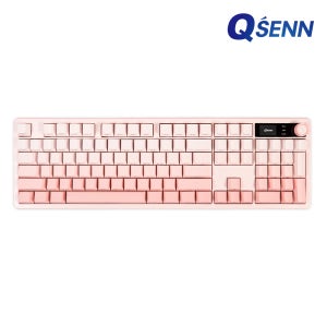 큐센 QSENN Q104 LCD 풀배열 유무선 블루투스 기계식 키보드 그라데이션 핑크베리, 하이무 저소음 핑크솔트