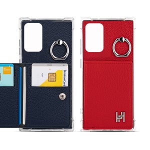 가죽 카드 수납 포켓 링 젤리 범퍼 케이스 버건디 레드, 갤럭시A퀀텀2-A82