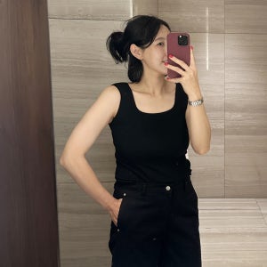 여성 울 스퀘어 슬리브리스 나시 니트 티셔츠 봄 여름