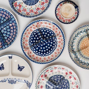 폴란드그릇 마뉴팍투라 세 칸 나눔 원형접시