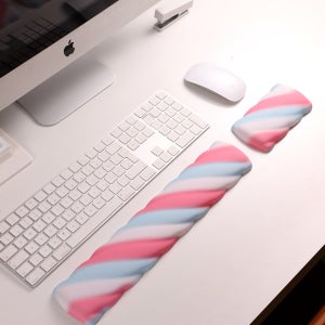 왓플로어 아이스크림 손목보호 메모리폼 마우스패드+키보드패드 세트