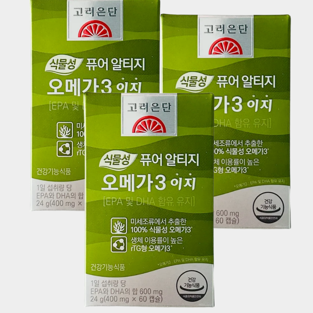 고려은단 식물성 퓨어 알티지 <b>오메가3</b> 이지 <b>효능</b> 60캡슐, 3개