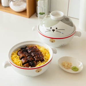 살찐이 세라믹 뚜껑 전자레인지 용기 (650ml) 다용도 계란찜 도자기 그릇 용기 찜기