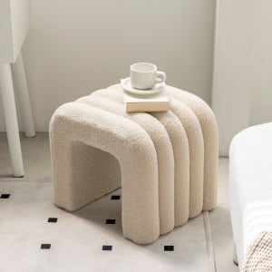 인블루 보우나 부클레 패브릭 인테리어 화장대의자 스툴 크림