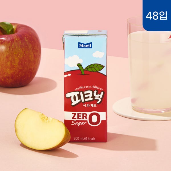 [슈퍼적립] [대량구매] 피크닉 사과 제로 200ml 48팩 [피크닉 젤리 추가 구매 옵션] [도착보장]