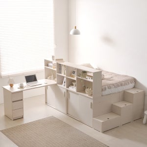 집무드 카고 평상형 슈퍼싱글 SS 수납침대 B형 책상 세트 1200