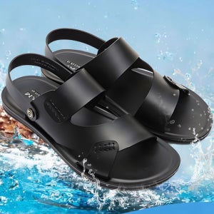 여름 남자샌들 천연 가죽 미끄럼 방지 샌들 남성 내마모 여름 아웃도어 샌들 소가죽 캐주얼 남자 비치 샌들 슬리퍼 시원한 쿠션 슬리퍼부드러운 소가죽 재질두 가지 착용법