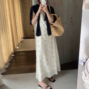 끈나시원피스 뷔스티에 맥시 바캉스 키작녀 원피스 휴양지룩