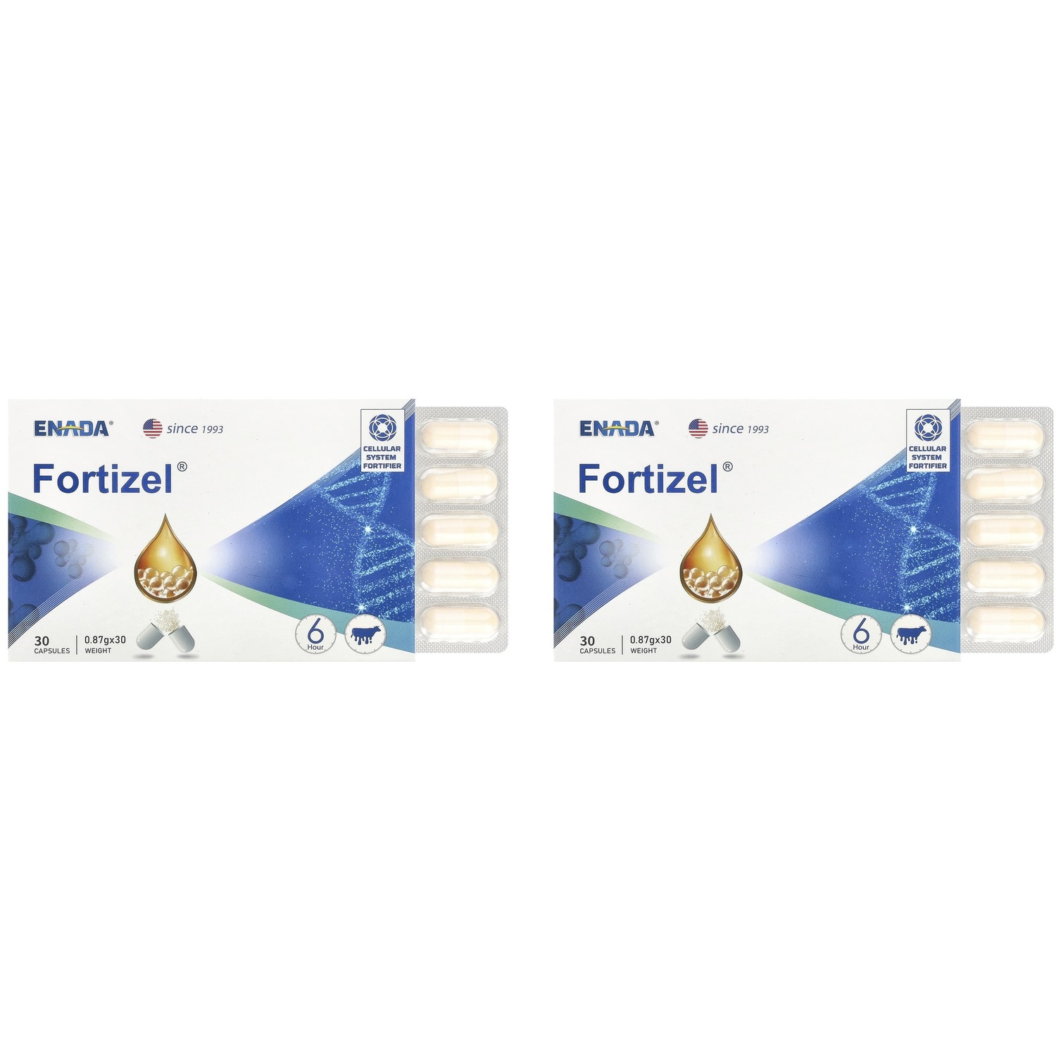 ENADA Fortizel 셀룰러 <b>시스템 포뮬러</b> 620mg 30캡슐 (2개세트)