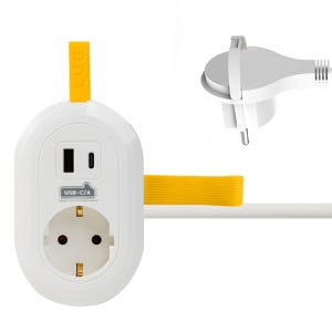러그박스 1구탭 원탭 C타입 USB 납작 멀티탭 플러그 50CM 멀티콘센트 충전기