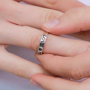 925실버 림스 러브앤피스 플랫심플 커플링 평반지 (M)