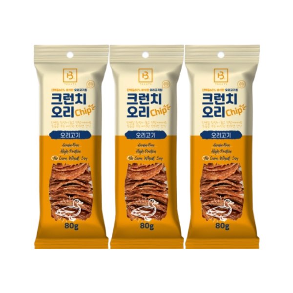 브리더랩 크런치 강아지 간식 오리고기, 80g, 3개
