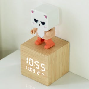 플라이토 우드 큐브 플러스 LED 탁상시계 춤추는 꼬미 댄싱 레트로 블루투스 스피커 세트
