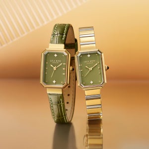 롤라로즈 Ms Lola 그린 오닉스 사각 가죽 메탈손목시계 스트랩 세트 LR4700TZ