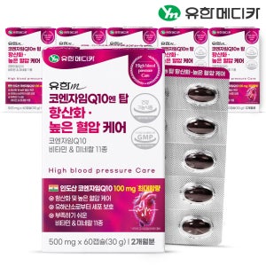 [12개월] 유한메디카 코엔자임Q10 엔 탑 항산화 높은 혈압 케어 60캡슐, 6개