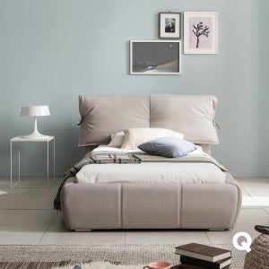 아씨방가구 듀오 쿠션헤드 호텔 패브릭가죽 퀸침대 Q 침대세트 독립스프링+유로탑, 아이보리