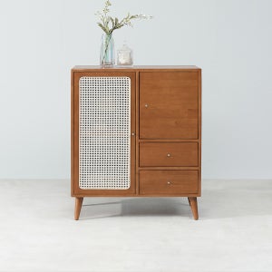 로쏘 프루이 라탄 원목 3단 7칸 수납장