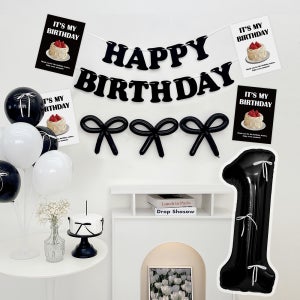 파티아일랜드 HBD 생일 포스터 파티 세트 블랙 숫자 풍선 1 이벤트 포토존 꾸미기