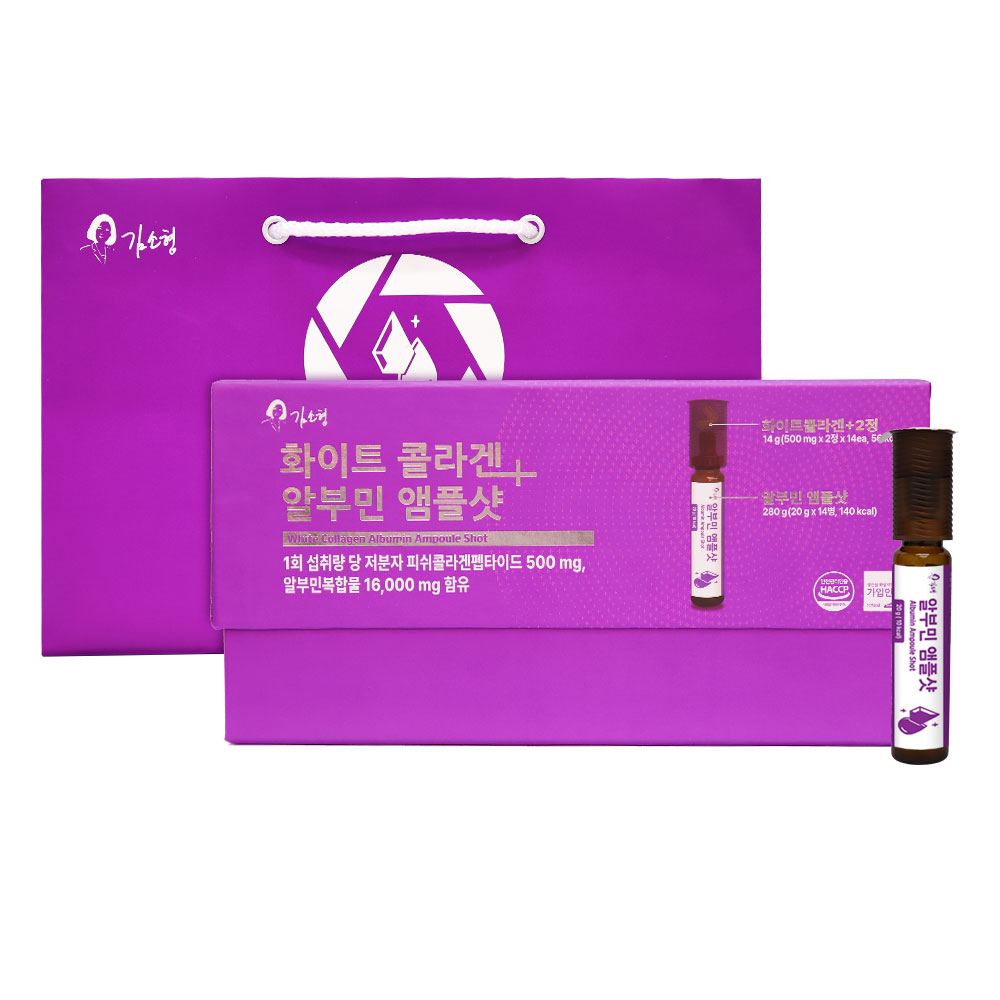1+1 김소형화이트<b>콜라겐</b>+알부민앰플샷 14병 x 28정 저분자 단백질