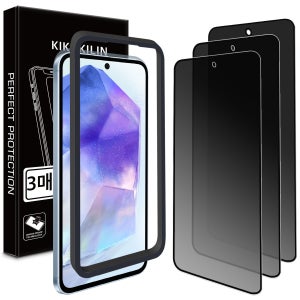 키큰기린 사생활 보호 프라이버시 강화 유리 필름 3매 부착 가이드툴 갤럭시A35, 2매입