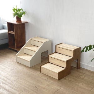 모리의하루 원목 고양이 강아지계단 논슬립 3단 쿠키 펫스텝