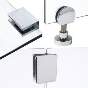 유리 브라켓 부스발 화장실 욕실 칸막이 고정 파티션 부속 강화유리 H 브라켓 타원 30mm