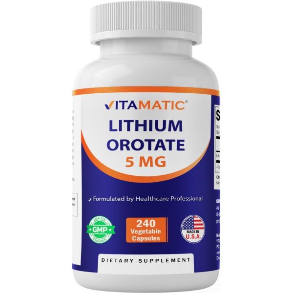 미네랄영양제 비타민 <b>리튬</b> 오로테이트 5mg 240개 비GMO 글루텐 프리.
