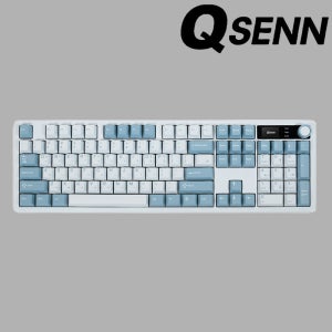 큐센 Q104 LCD 슈팅스타 민트축 V1 풀윤활 가스켓 유무선 기계식 키보드