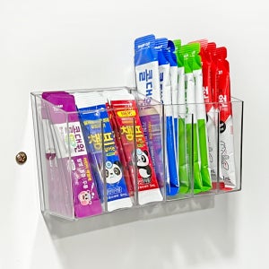 무타공 약정리함 투명 3칸 다용도 미니 수납함 소품 보관 부착식