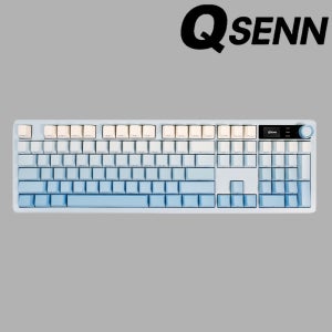 큐센 Q104 LCD 블루소다 하이무 저소음 위스퍼 풀윤활 가스켓 유무선 기계식 키보드