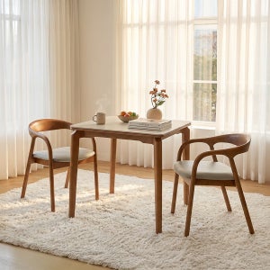 헤닝 브리즈 세라믹식탁 세트 2인용 원목 식탁 800 의자2