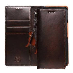 마뜨 슬림 힌지보호 플립커버 지갑 가죽케이스 투톤브라운 P85327, 갤럭시Z 폴드5