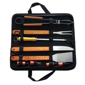 캠핑용 조리도구 세트 가방 포함 원목손잡이 스텐식기 BBQ 고기 스테이크 바베큐파티 요리용