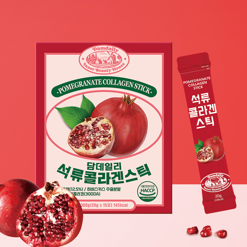 담<b>데일리</b> <b>석류 콜라겐</b> 스틱 300달톤 어린 저분자 2박스 30포 저당 저칼로리 이너<b>뷰티</b>