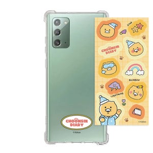 카카오프렌즈 춘식이 다이어리 항균 스티커 투명 방탄강화 케이스 굿나잇, 갤럭시 노트20