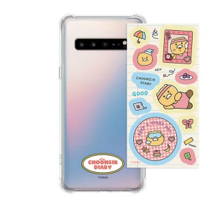 카카오프렌즈 춘식이 다이어리 항균 스티커 투명 방탄강화 케이스 데일리루틴, 갤럭시S10 5G